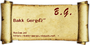 Bakk Gergő névjegykártya